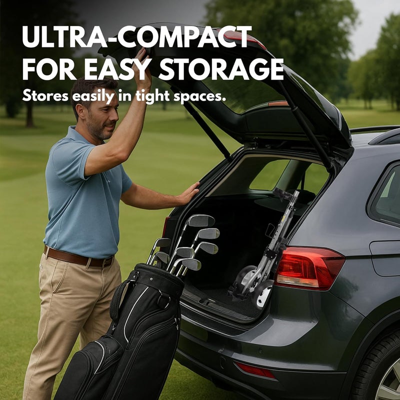 Precise Sports X-Lite 2-Wheel Golf Push Cart – Ultra-Lightweight & Compact Folding Golf Trolley, Ergonomic Handle, Smooth-Rolling Wheels, Built-in Scorecard & Ball Holder - Image 4